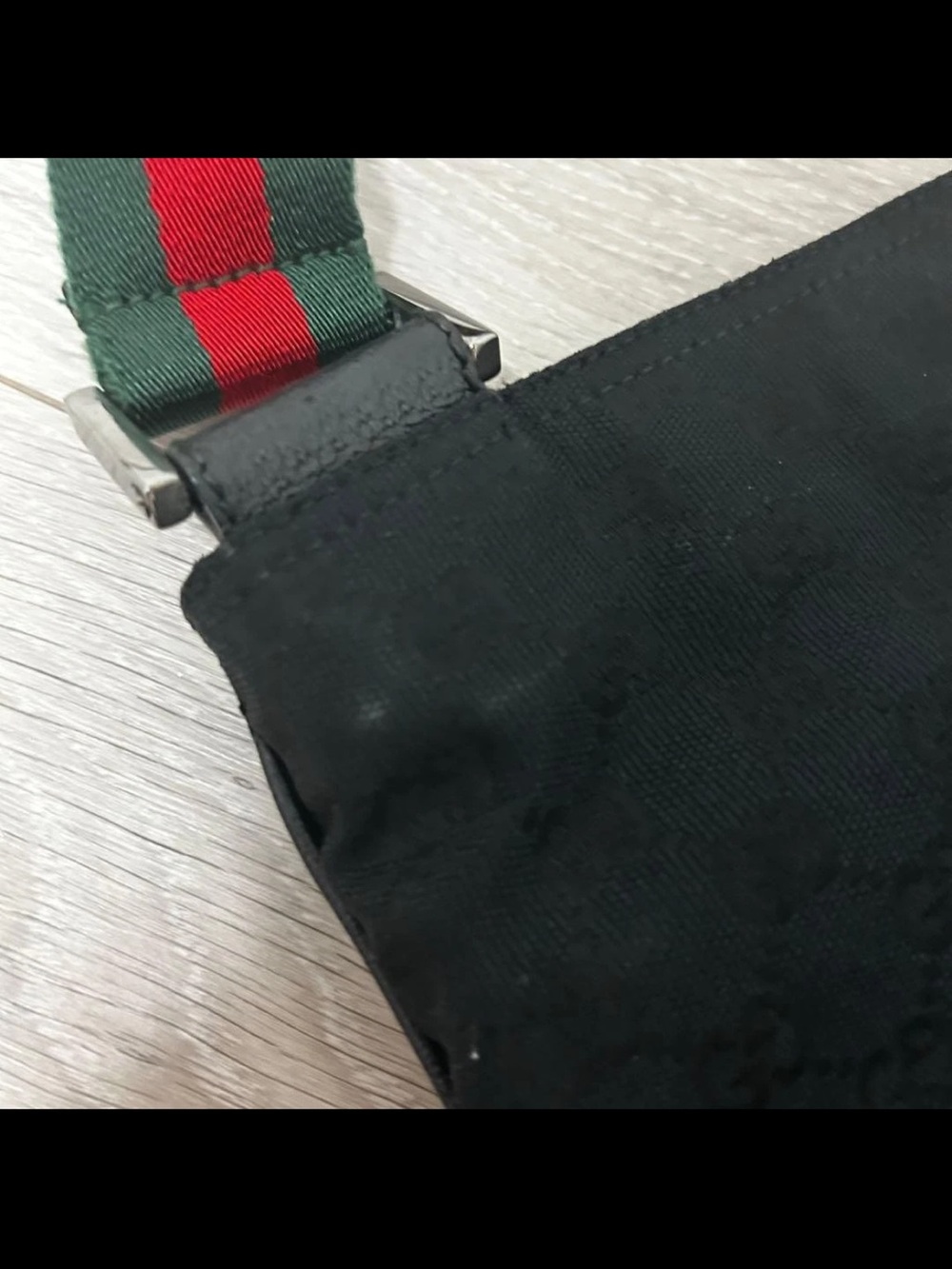 Gucci Black Messenger Bag with Red and Green Web Strap - Picture 11 of 15